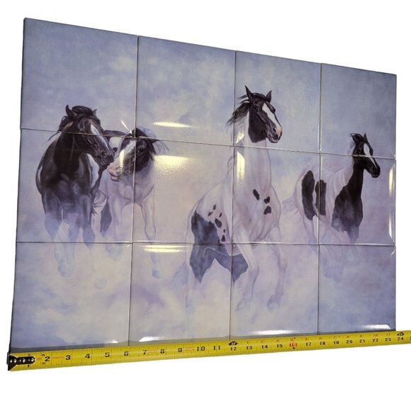 Running Horses Diana Beach Art Tiles 24" x 18" Ceramic Wall Decor - Picture 2 of 11